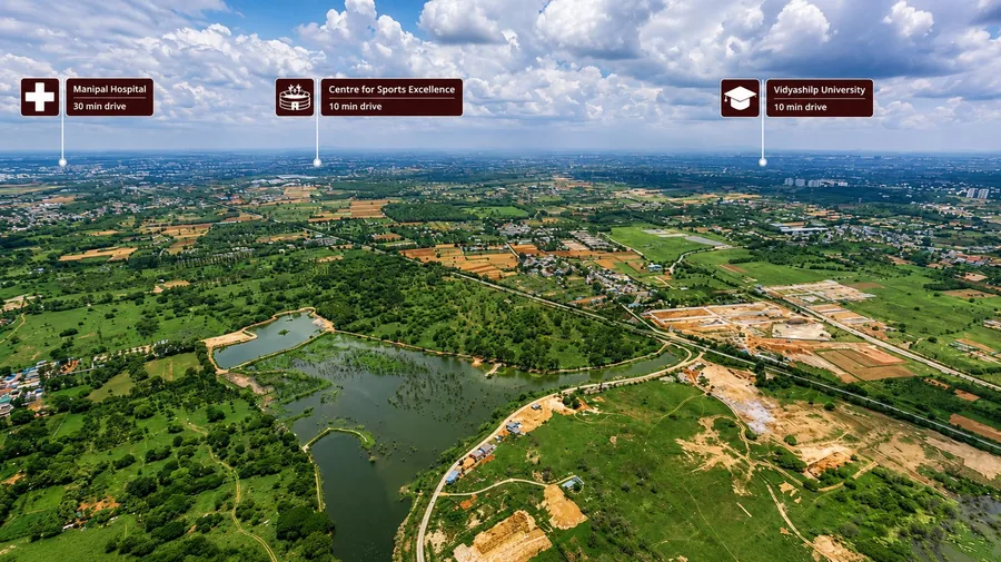 Distance to Manipal Hospital, Centre for Sports Excellence and Vidyashilp University